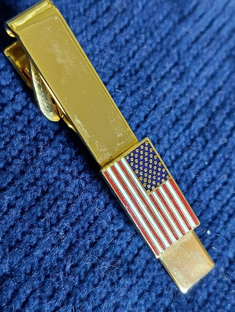 Vintage USA Flag / Jet Plane Tie Clips, Estate Jewelry, Lot of 2 Pieces